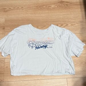 Hurley Women's Light Blue oversized crop Tee